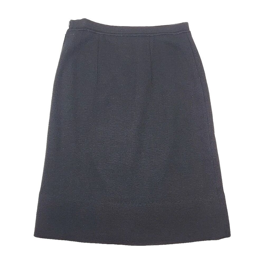 Knits Thayer 100% Wool Skirt Black Women  14 Italy Pencil Straight Side Zip Rib